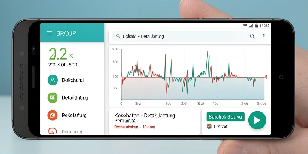 Antarmuka aplikasi BROJP yang menunjukkan tren detak jantung.