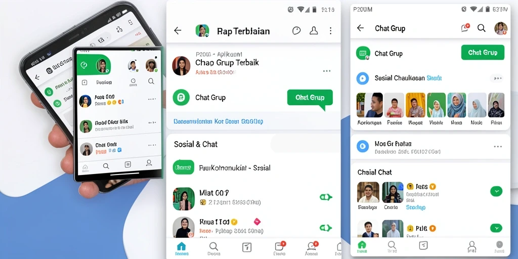 Tampilan antarmuka P200M yang sederhana dan fungsional untuk chat grup.