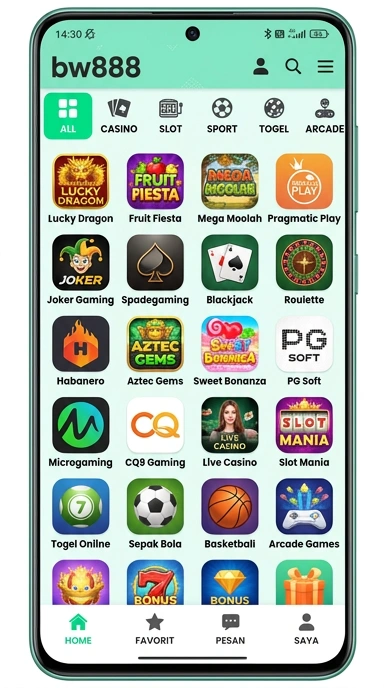 Tampilan katalog aplikasi bw888