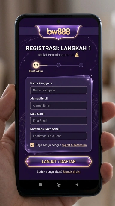 Tampilan halaman daftar bw888