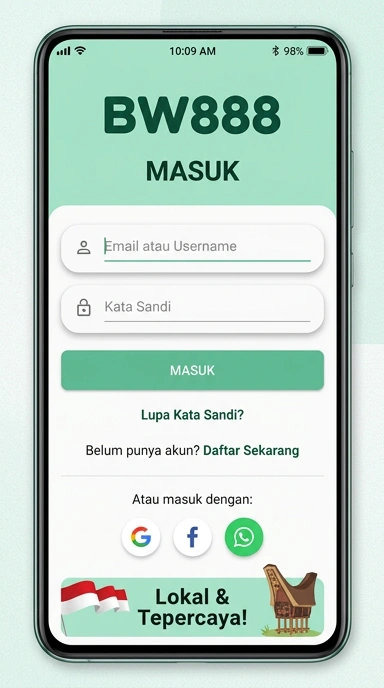 Tampilan halaman login bw888