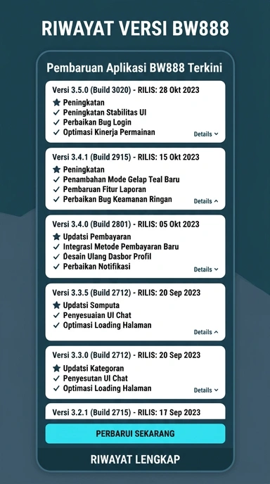 Tampilan riwayat versi bw888